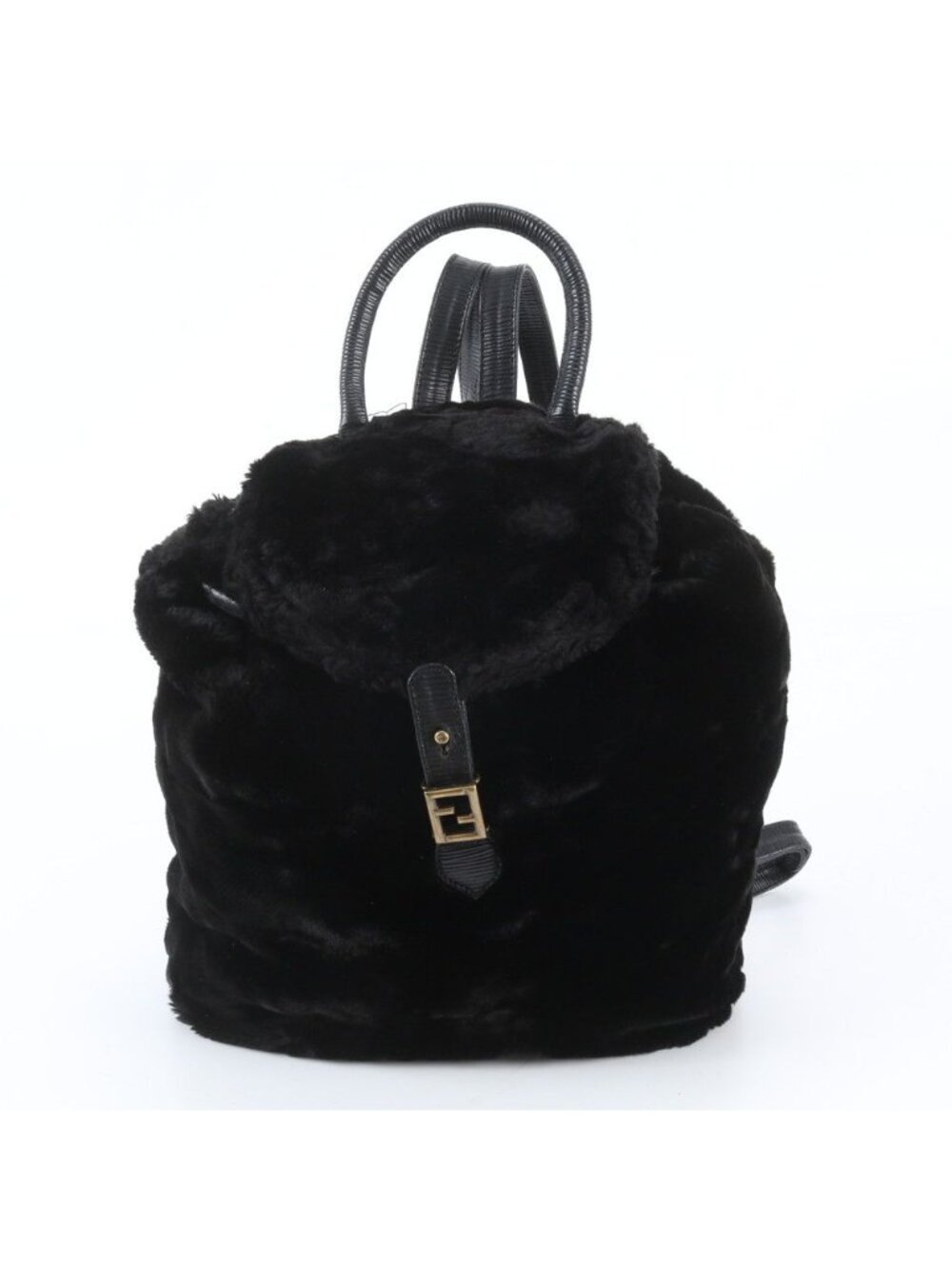 Fendi Leather Backpack Shoulder Bag Black